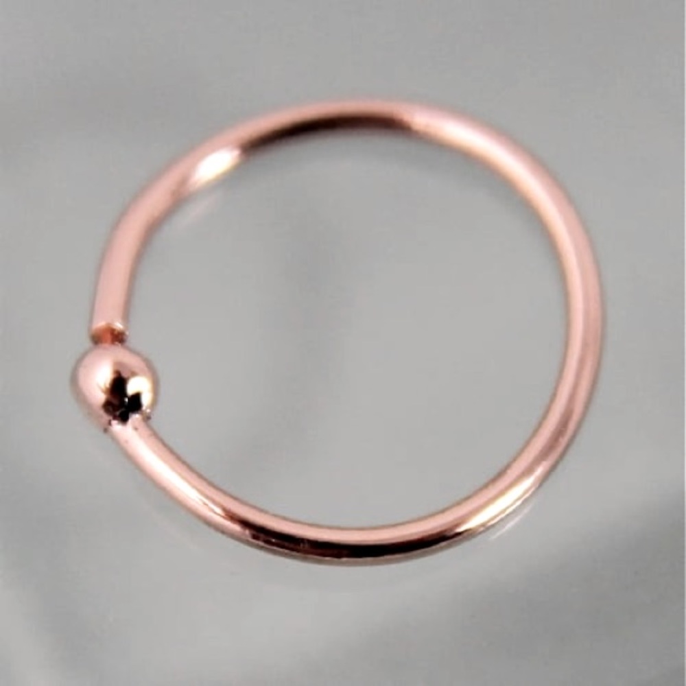 18k SOLID ROSE GOLD Ball Hoop for Septum, Tragus, Cartilage